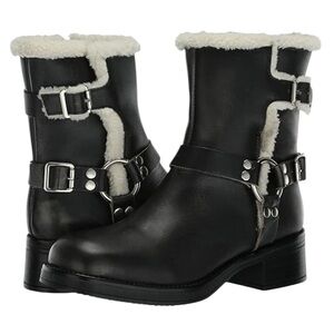 Steve Madden Britton Black Boots with Sherpa Lining